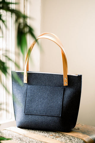 Zippered Tote Navy