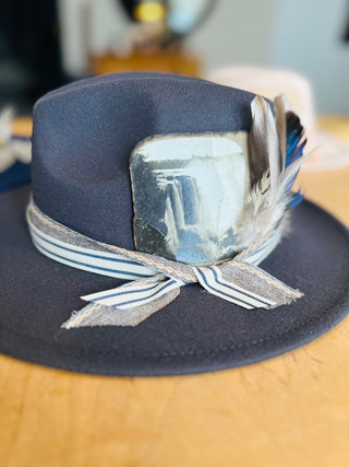 Decorative Burnt  Dk Gray hat