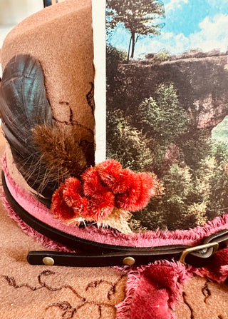 Lt Brown Vintage postcard burnt hat