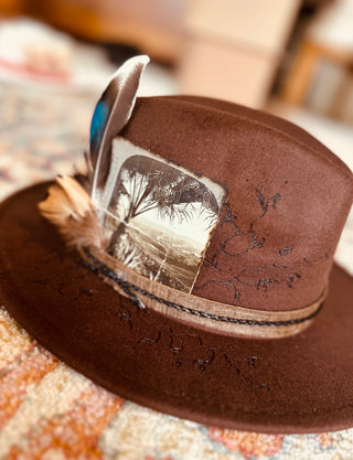 Dk Brown Vintage postcard burnt hat