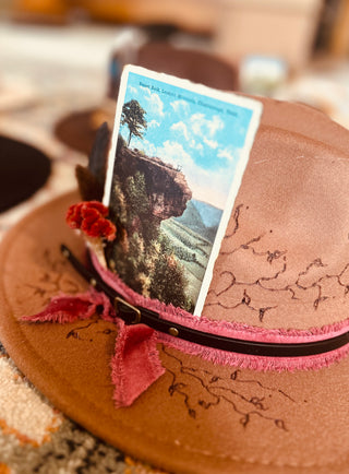 Lt Brown Vintage postcard burnt hat