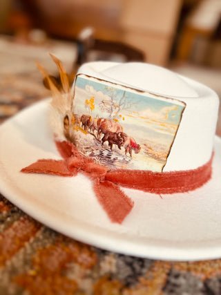 Cream Vintage postcard hat