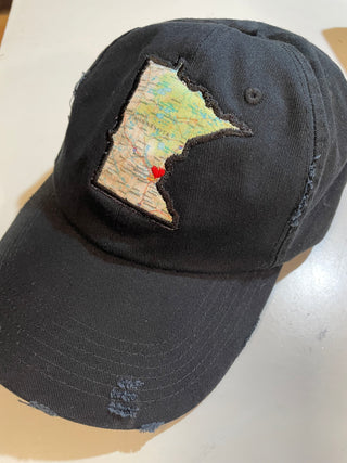 Distressed MN Map Hat
