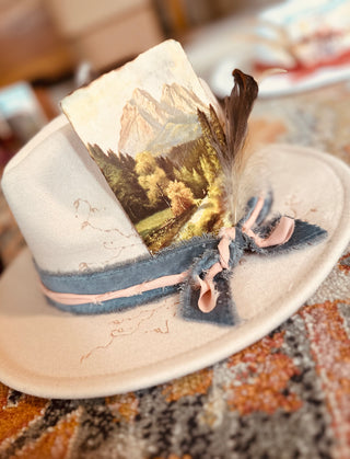 Tan Vintage postcard burnt hat