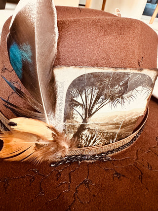 Dk Brown Vintage postcard burnt hat