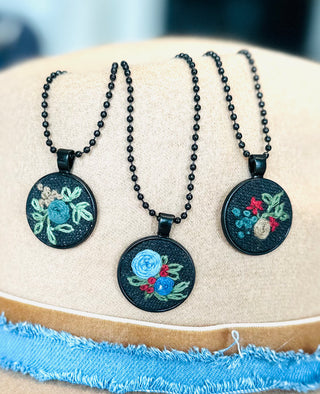 embroidery pendants with chain