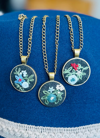 embroidery pendants with chain