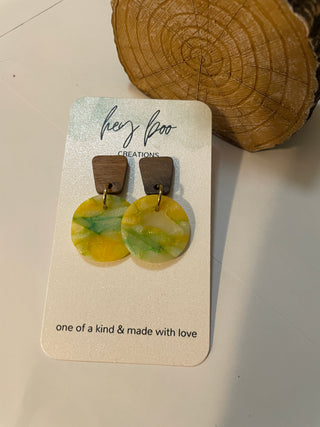 Translucent Earring with Wood