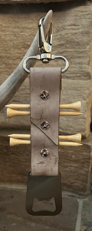 Dark Leather Bottle Opener/Keychain Clip