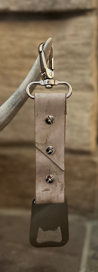 Light Leather Bottle Opener/Keychain Clip