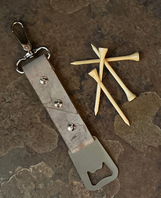 Light Leather Bottle Opener/Keychain Clip