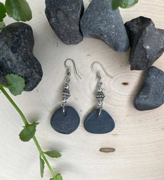 Lake Superior Rock Earrings with Bead Accent