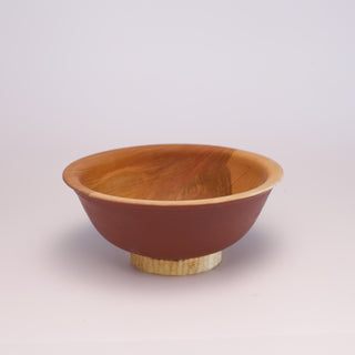 Grungy red-over-green footed decorative bowl