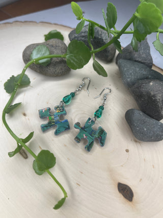 Puzzle Piece Earrings with Bead Accent