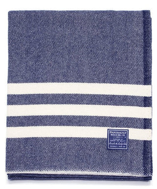 Trapper Wool Throw Navy Natural Stripe