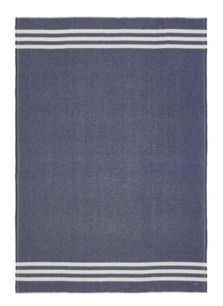 Trapper Wool Throw Navy Natural Stripe