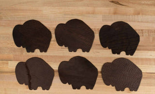 Buffalo Leather Coasters (American Bison) Set of 6