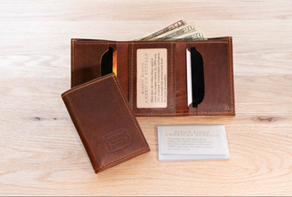 Mens Leather Trifold Wallet - Brown