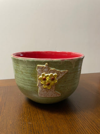 Green MN Bowl with Red Interior