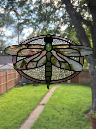 Stained Glass Dragonfly Panel