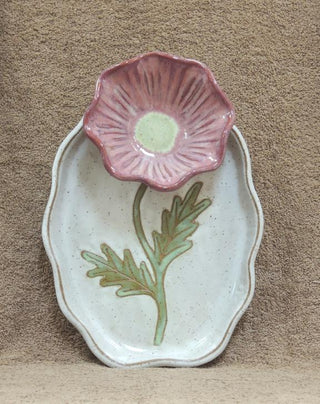 OVAL plate w/flower 849