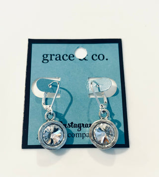 Silver Earrings and Center Rhinestone