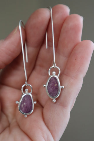 Ruby And Silver Accent Beads Earrings