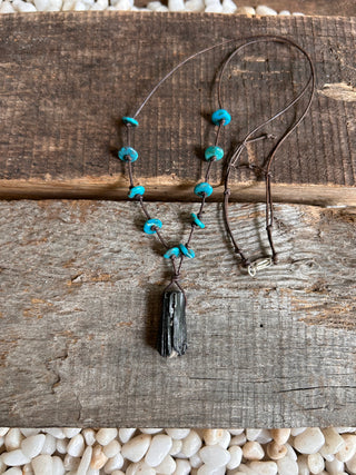 Black Tourmaline and Turquoise Necklace