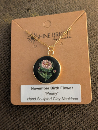 November Birth Flower Clay Necklace