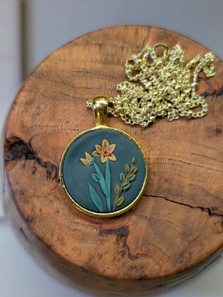 March Birth Flower Clay Necklace