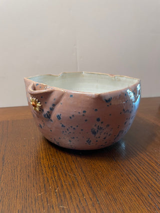 Purple Speckled Handle Bowl