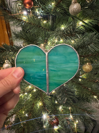 Stained Glass Ornament - Heart - Green
