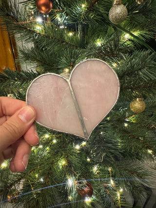 Stained Glass Ornament - Heart - Light Pink