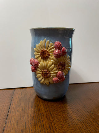 Blue Vase with Sunflowers and Berries