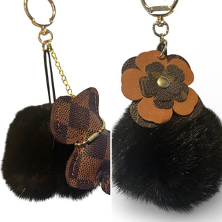 Upcycled Mink and LV Purse Charm