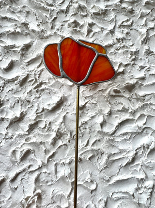 Stained Glass Flower Stake - Poppy