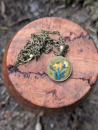 Autumn Floral Clay Necklace
