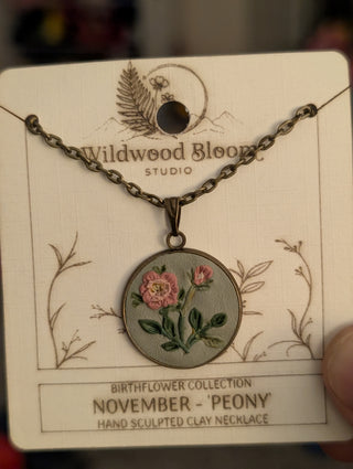 November Birth Flower Clay Necklace