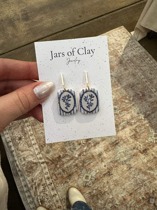 Blue Rectangle Transfer Earrings