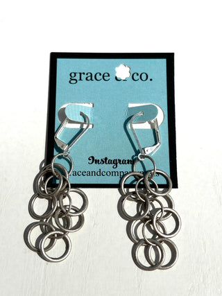 Matte Silver Rings Leverback Earrings