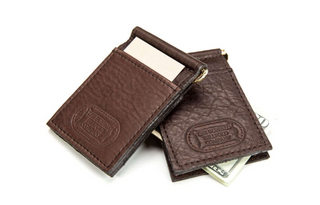 Mens Leather Money Clip Wallet - Brown