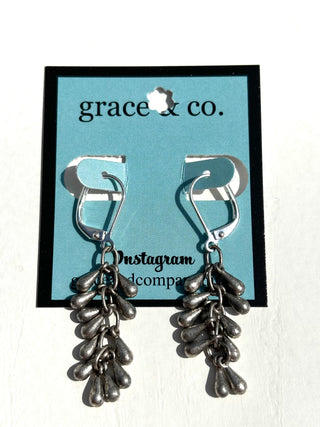 Matte Silver Raindrop Leverback Earrings