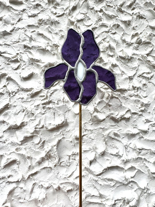 Stained Glass Flower Stake - Iris