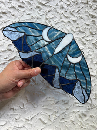 Stained Glass Mountain Moon Moth