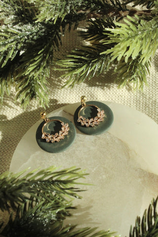 Green Cz Wreath Earrings