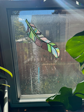 Stained Glass Feather - Purple & Green