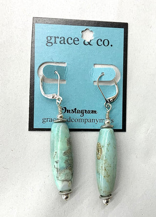 Terra Agate Blue with Silver Accents Earrings