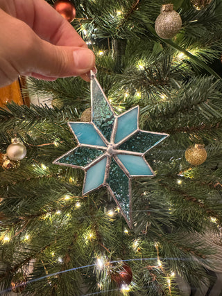 Stained Glass Ornament - North Star - Light Blue