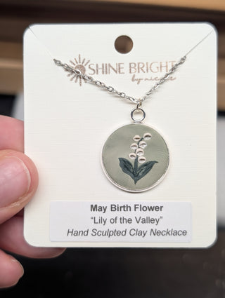 May Birth Flower Clay Necklace