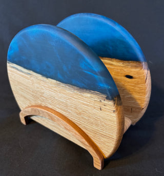 Napkin Holder White Oak/Blue